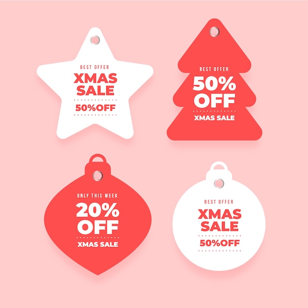 Free vector christmas sale tag collection in paper style