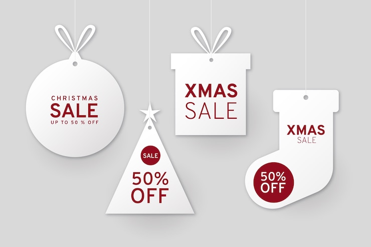 Free Vector christmas sale tag collection in paper style