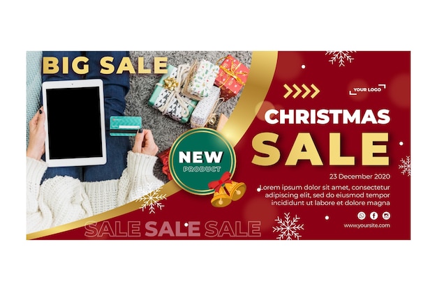 Free vector christmas sales ad template banner