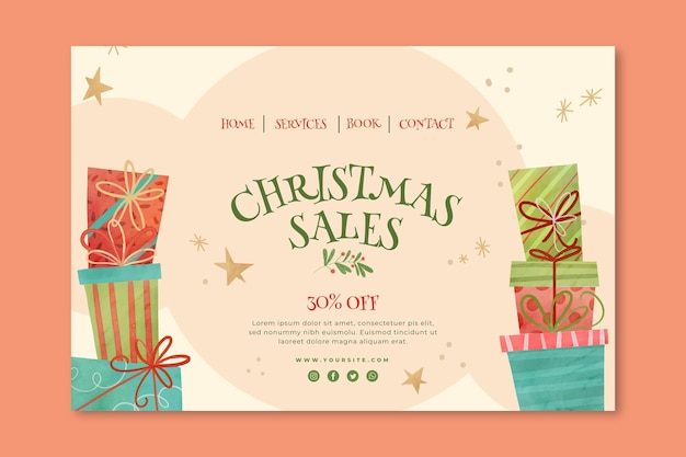 Free vector christmas sales landing page concept