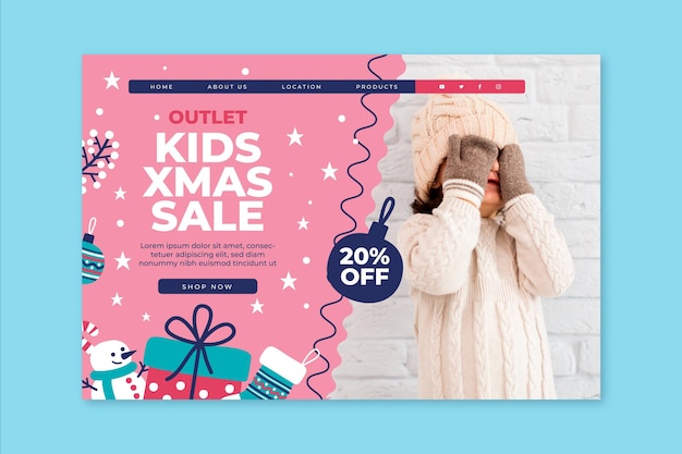 Free vector christmas sales landing page concept