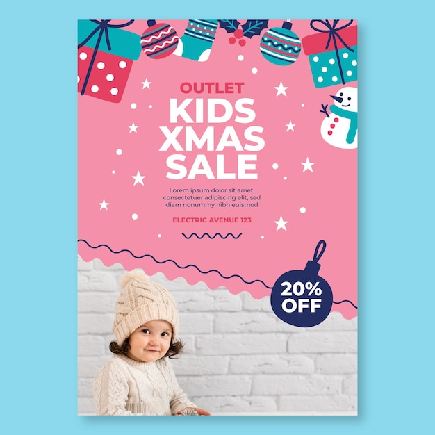 Free vector christmas sales poster a4