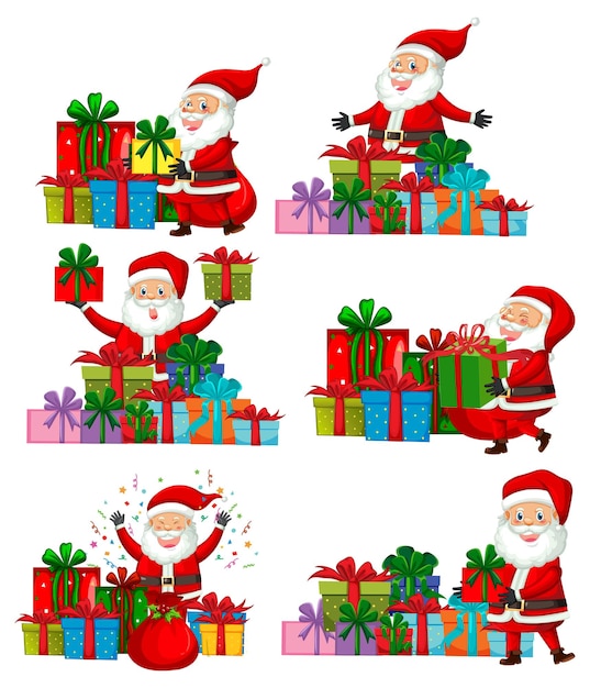 Christmas santa claus cartoon character set