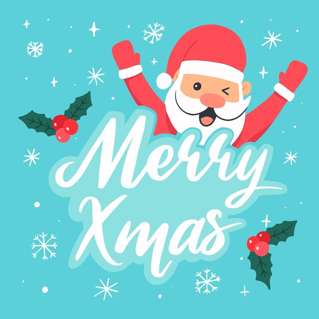Christmas santa claus character illustration with lettering