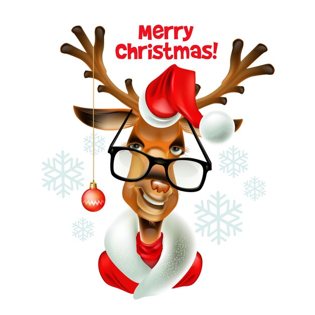 Christmas santa hipster deer. Vector illustration EPS 10