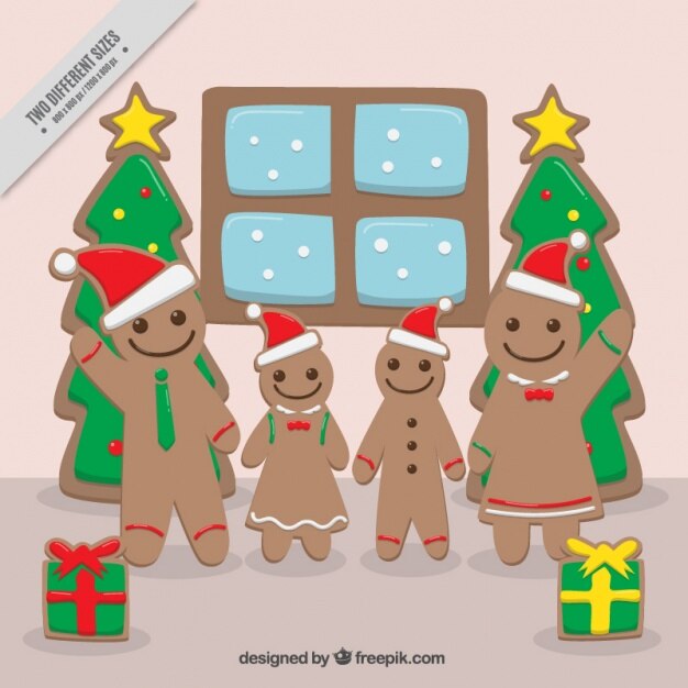 Free Vector christmas scene background with gingerbread cookies