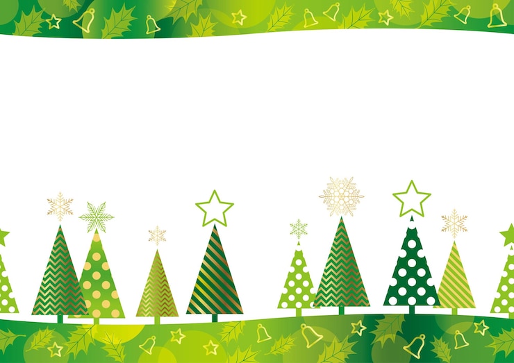 Free Vector christmas seamless background with christmas trees and text space isolated on a white background.