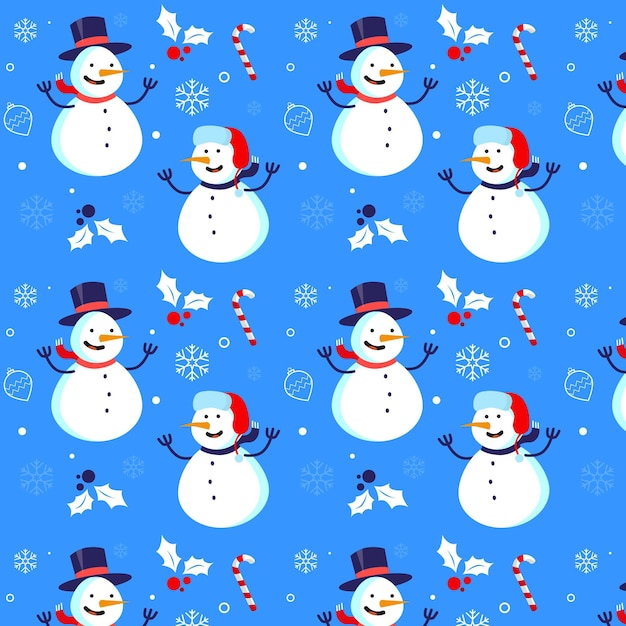 Christmas seamless pattern with snowman