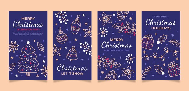 クリスマスシーズンのお祝いinstagramストーリーコレクション