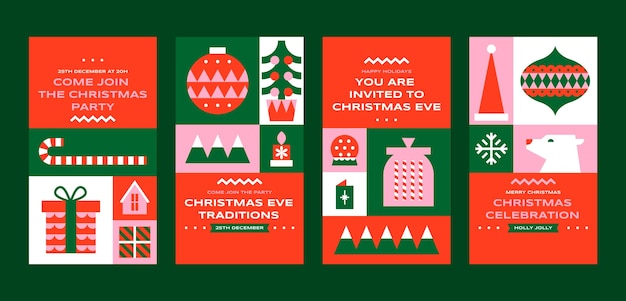 Free vector christmas season celebration instagram stories collection