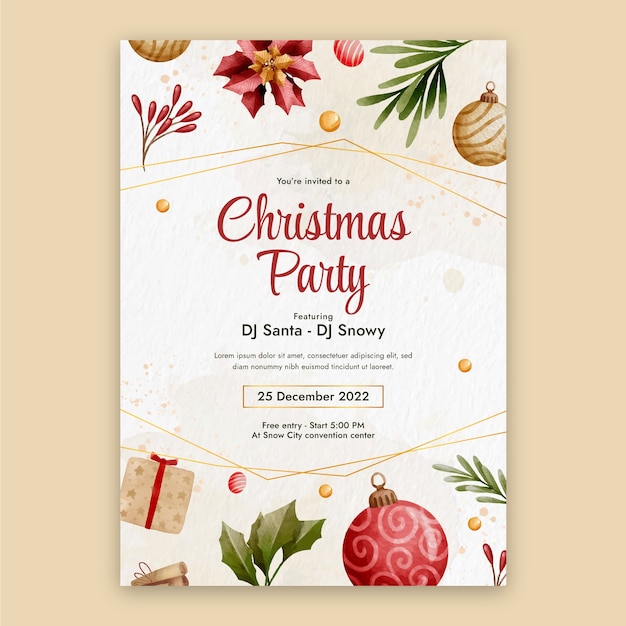 Free vector christmas season celebration invitation template