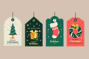 Free vector christmas season celebration labels collection
