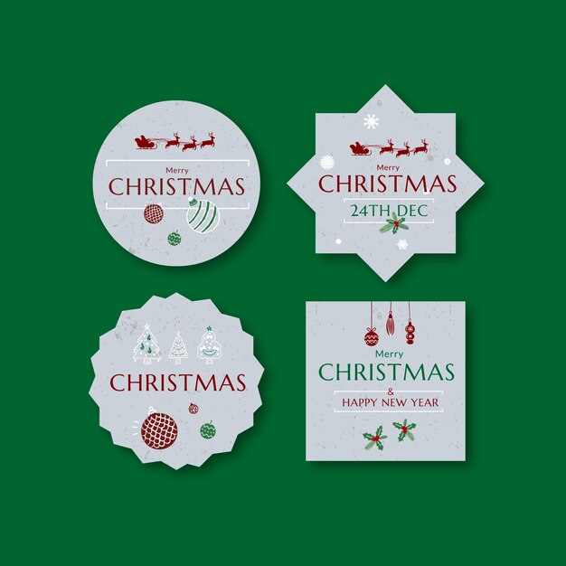 Christmas season celebration labels collection