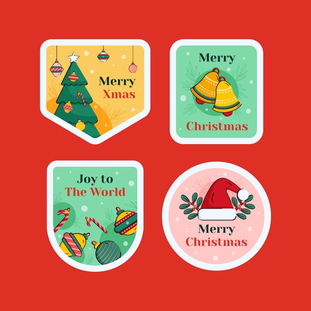 christmas season celebration labels collection