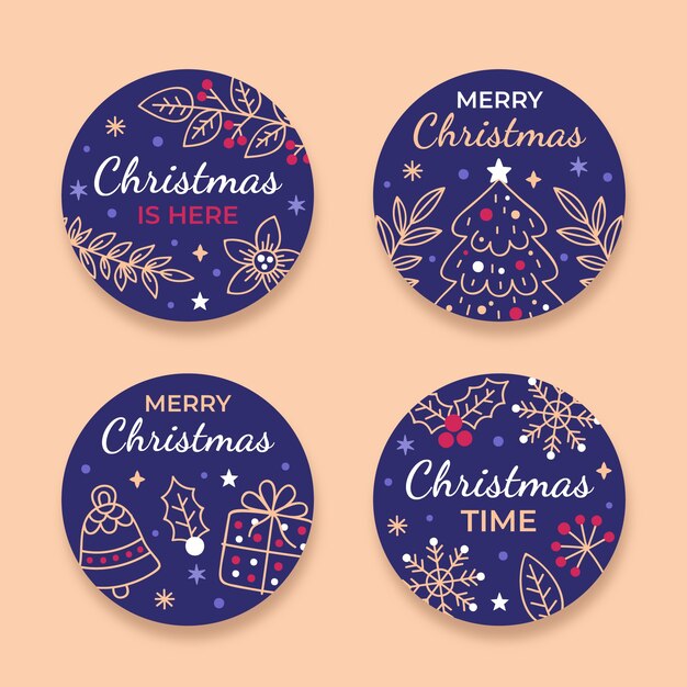 クリスマス シーズンのお祝いラベル コレクション