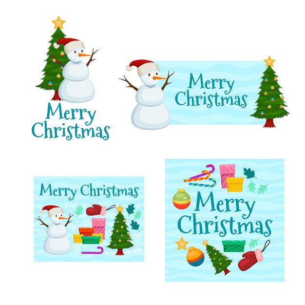 Christmas season celebration labels collection