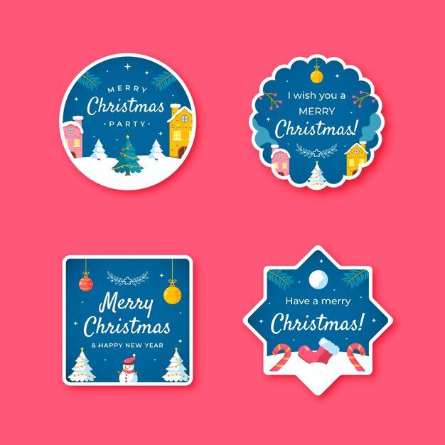 Christmas season celebration labels collection