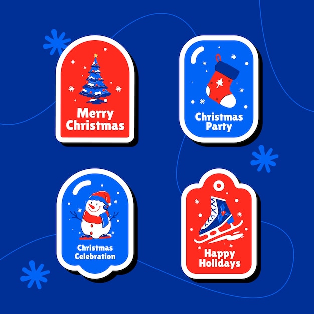 Free vector christmas season celebration labels collection