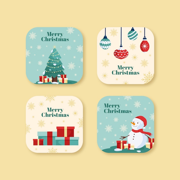 Free Vector christmas season celebration labels collection