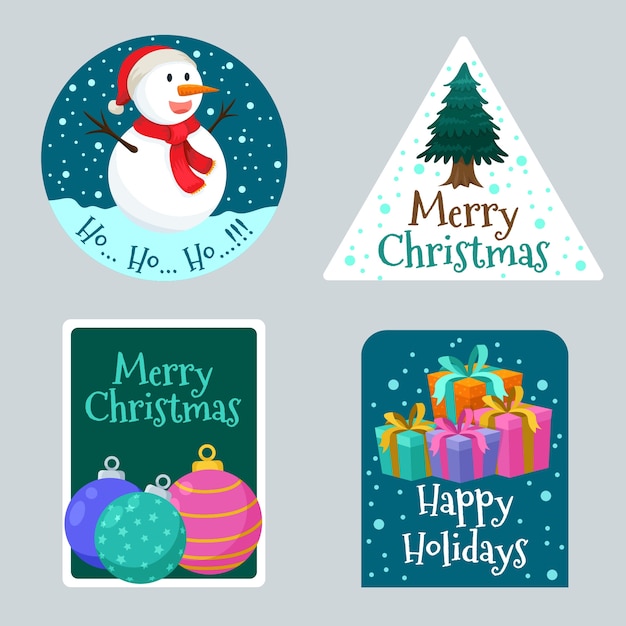 Free vector christmas season celebration labels collection