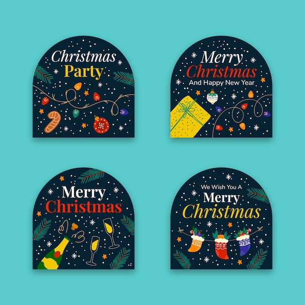 Christmas season celebration labels collection