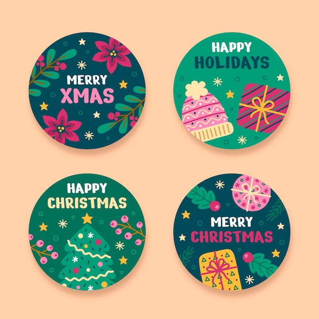 Free vector christmas season celebration labels collection