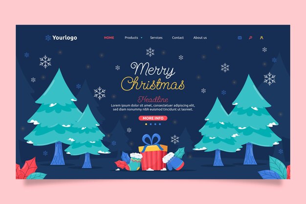 Free vector christmas season celebration landing page template