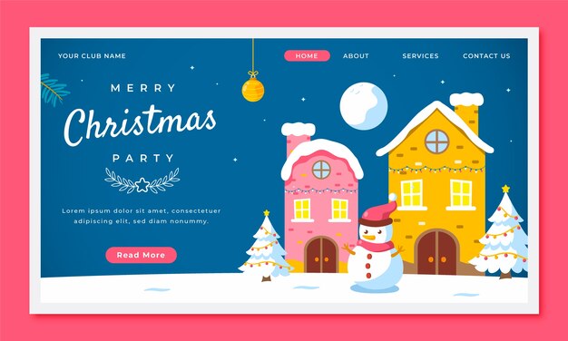 無料ベクター クリスマスシーズンのお祝いランディングページテンプレート