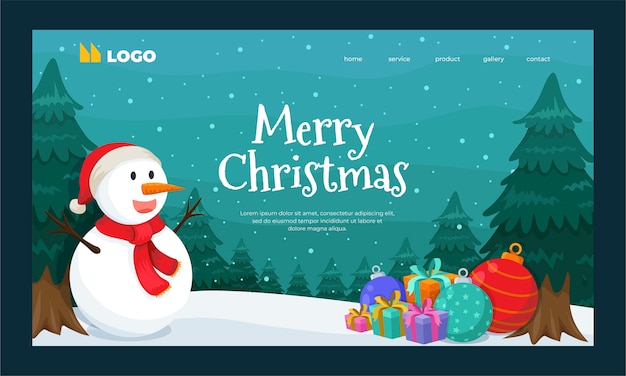 Free vector christmas season celebration landing page template