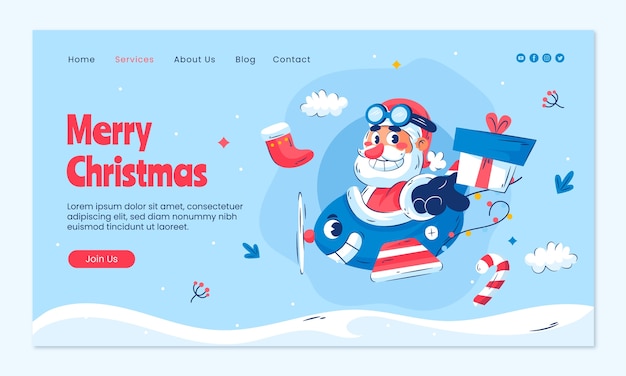 Free vector christmas season celebration landing page template