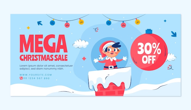 Christmas season celebration sale banner template