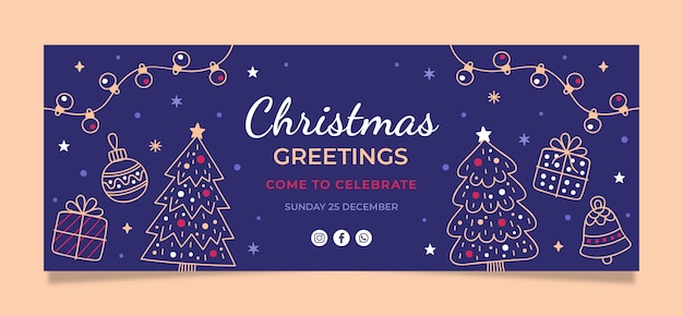 Free vector christmas season celebration social media cover template