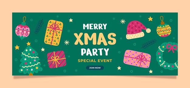 christmas season celebration social media cover template