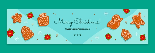 Free vector christmas season celebration twitch banner template