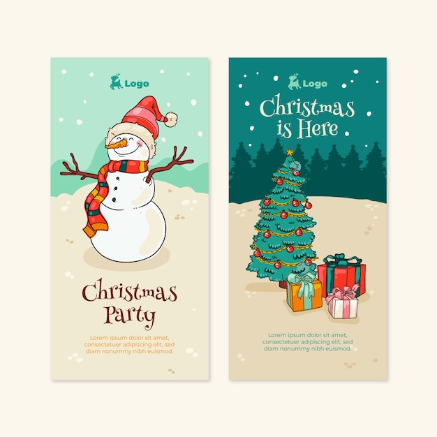 Christmas season celebration vertical banners set