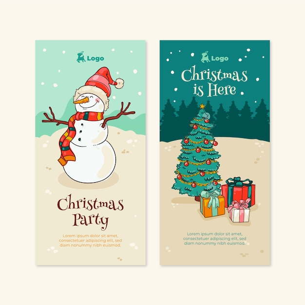 Free vector christmas season celebration vertical banners set