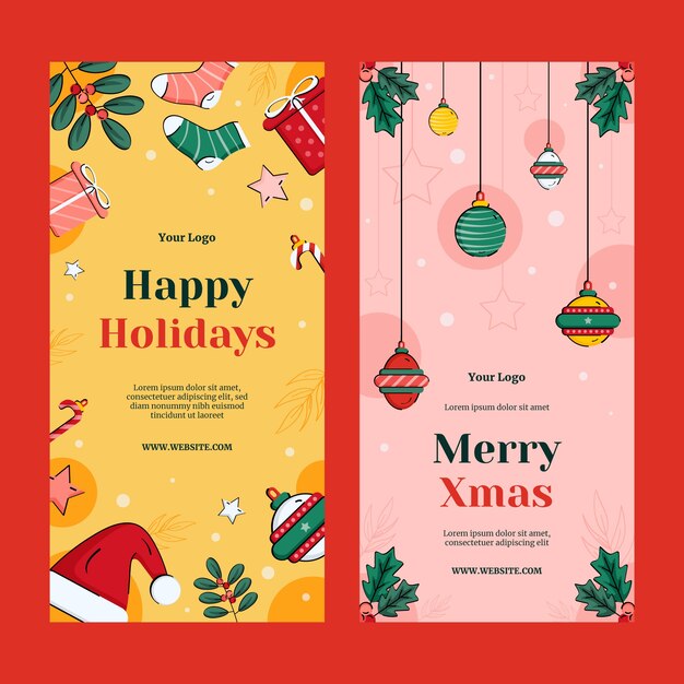 christmas season celebration vertical banners set