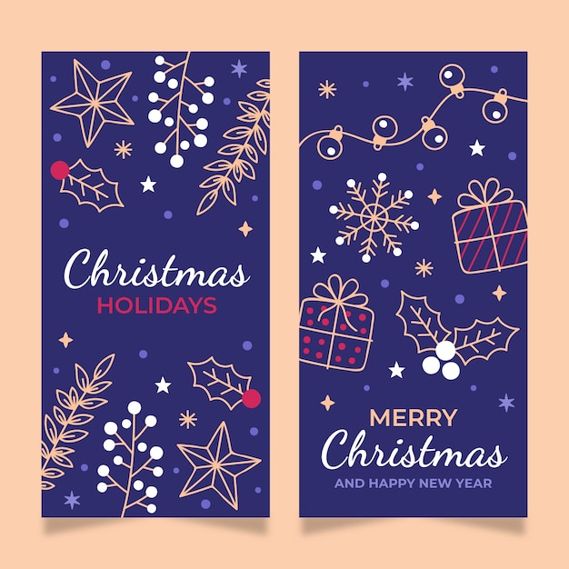 クリスマス シーズンのお祝い垂直バナー セット