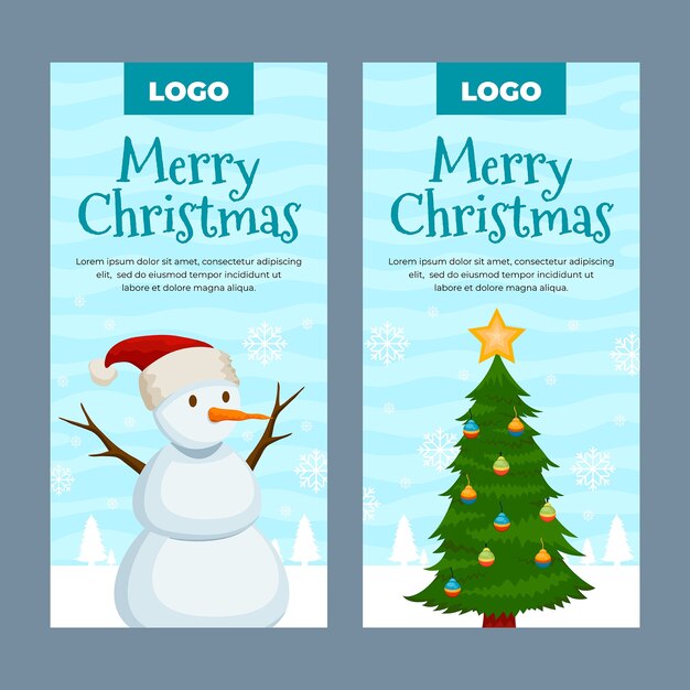 Christmas season celebration vertical banners set