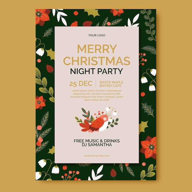 Free vector christmas season celebration vertical poster template