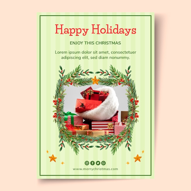 Free vector christmas season celebration vertical poster template