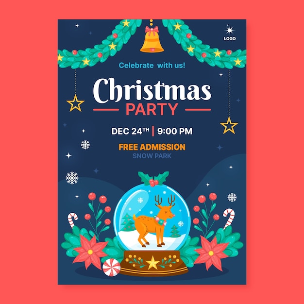 Christmas season celebration vertical poster template