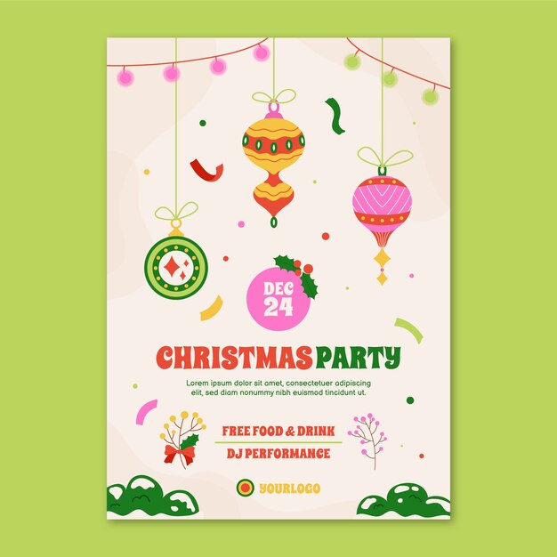 Free vector christmas season celebration vertical poster template