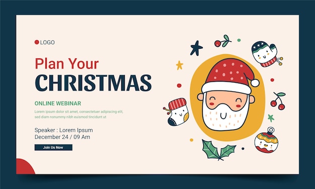 Free vector christmas season celebration webinar template