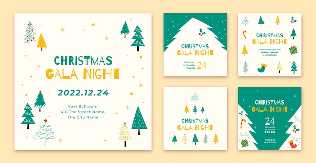 Free vector christmas season instagram posts collection