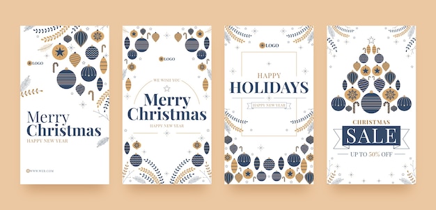 Free vector christmas season instagram stories collection