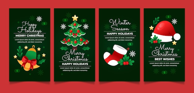 Бесплатное векторное изображение Коллекция рассказов instagram рождественского сезона