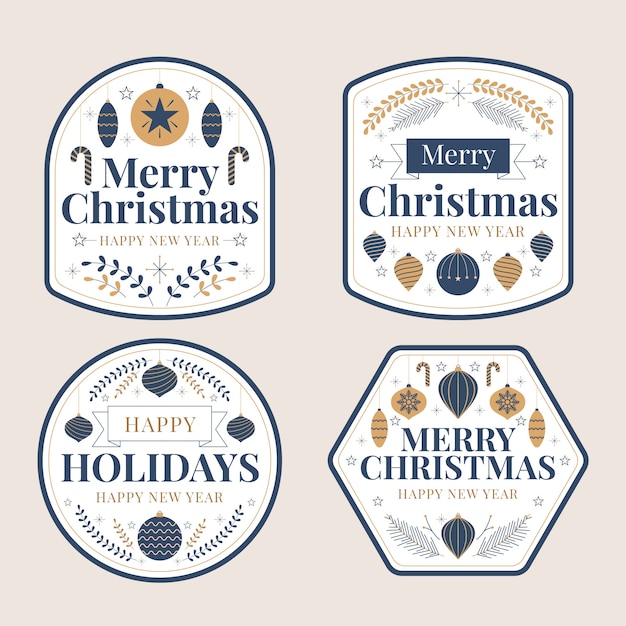 Free vector christmas season labels collection