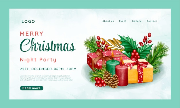 Free vector christmas season landing page template