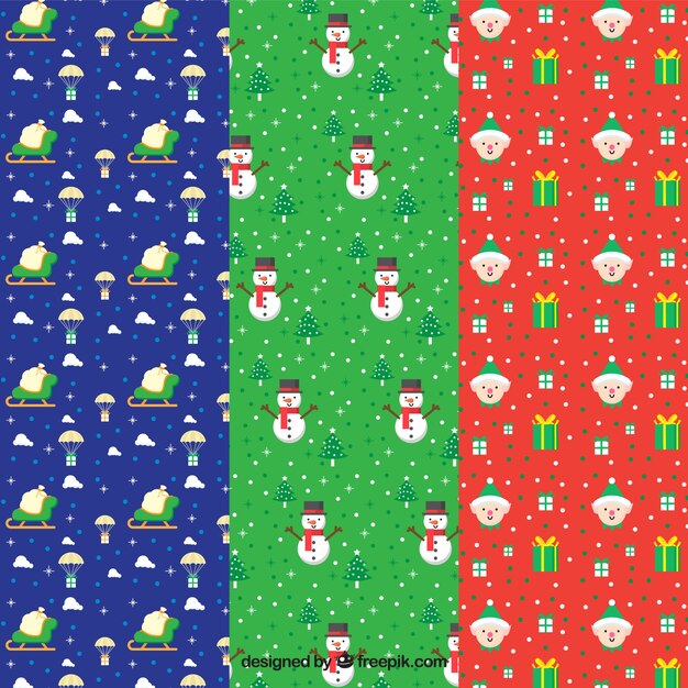 Christmas set of patterns in flat design